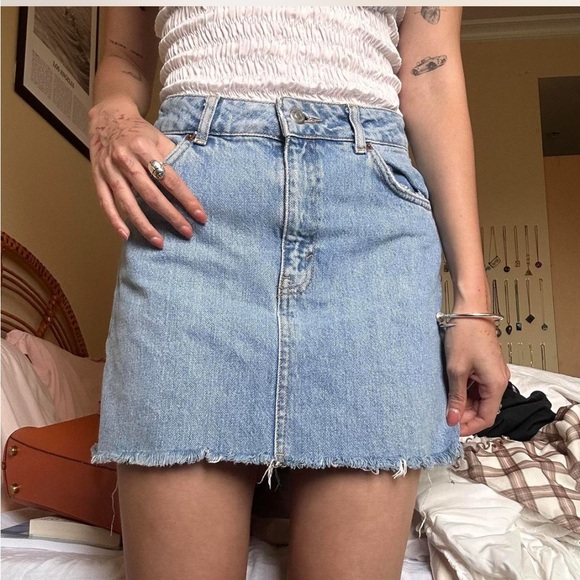 Topshop Light Blue A-Line Denim Skirt - Picture 2 of 4